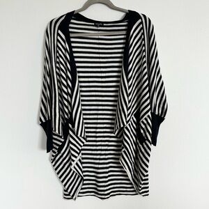 Splendid viscose cashmere  blend navy white striped longline cocoon cardigan